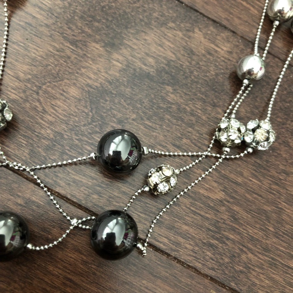 Express Layered Necklace Silver Crystal - Picture 2 of 6